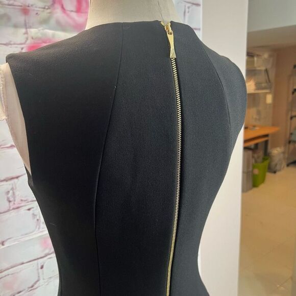 Kate spade black sleeveless rear gold zipper A-line dress size 2 - Picture 7 of 12